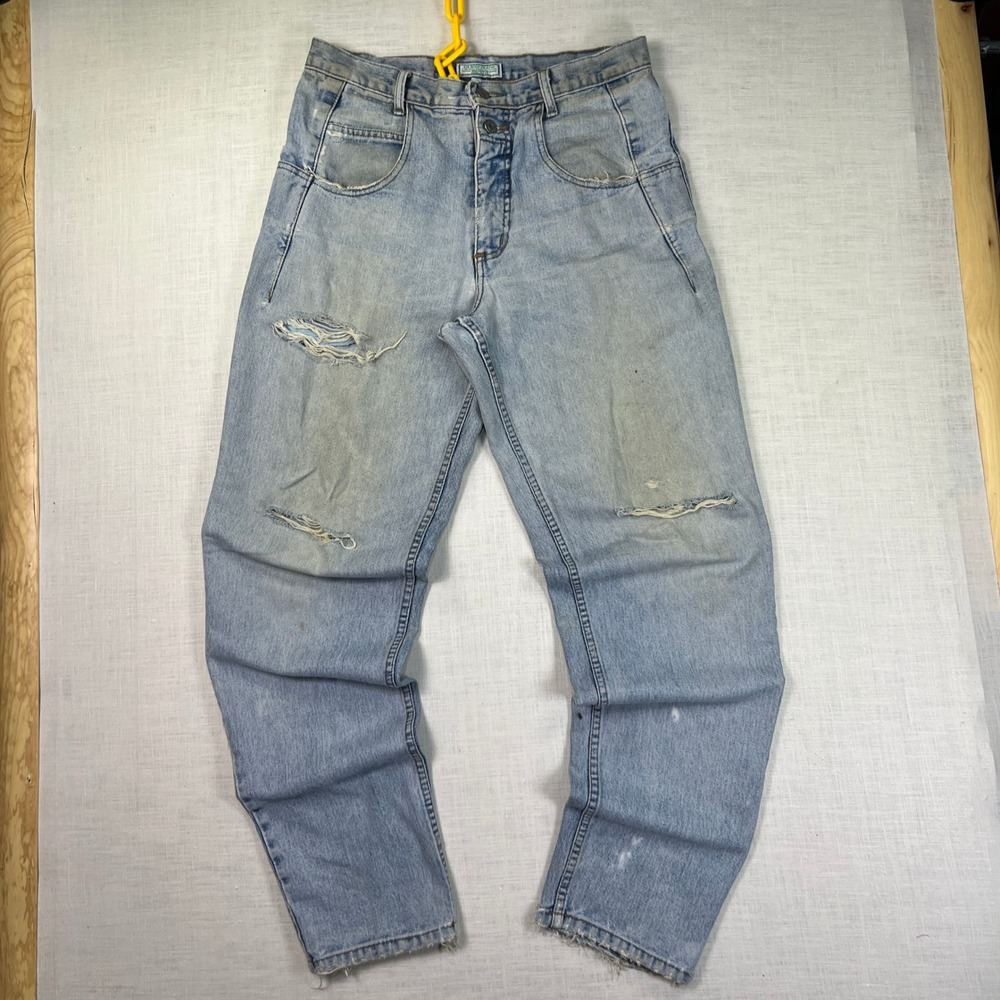 VTG 80s Guess Men Jeans 32 Light Wash Distressed Relax Fit Georges‎ Marciano USA